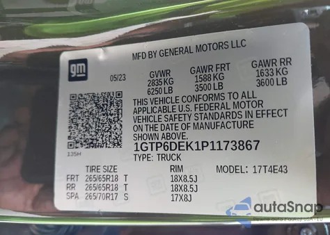 2023 GMC Canyon 4Wd Short Box At4 z USA, uszkodzony, nr VIN 1GTP6DEK1P1173867